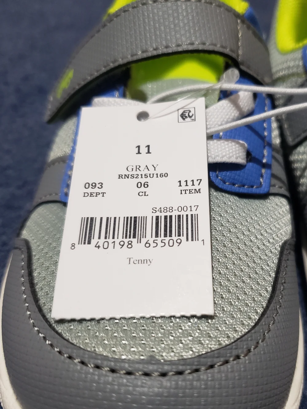 See Kai Run Gray, Blue & Neon Yellow Kids' Hook-and-Loop Sneakers